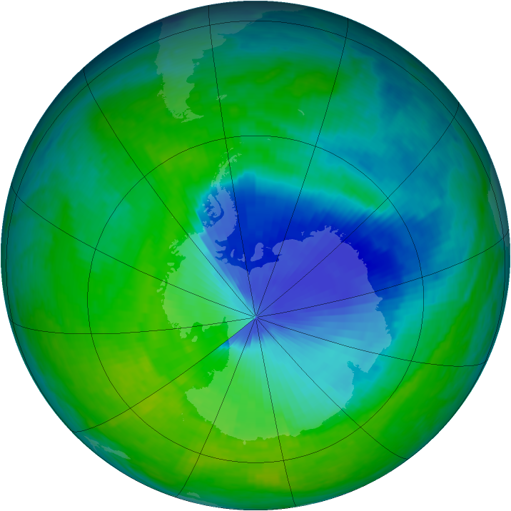 Antarctic ozone map for 02 December 1993